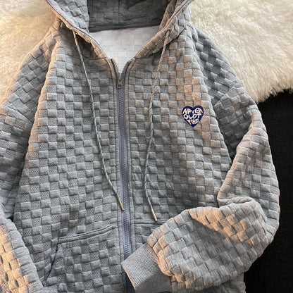 Damen Kapuzenjacke Strukturiertes Material Praktische Taschen Schwarz - Norvielle