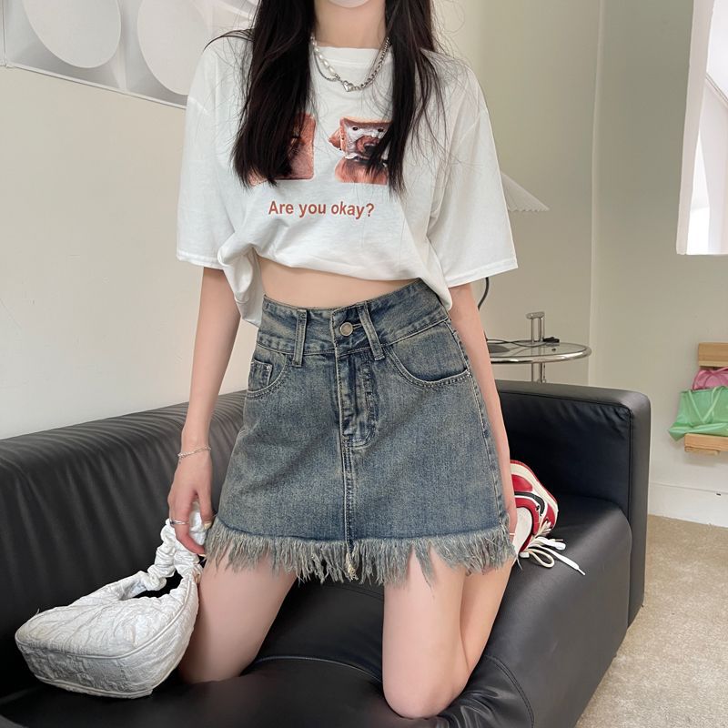 Damen Highwaist Denim Shorts Franser Saum