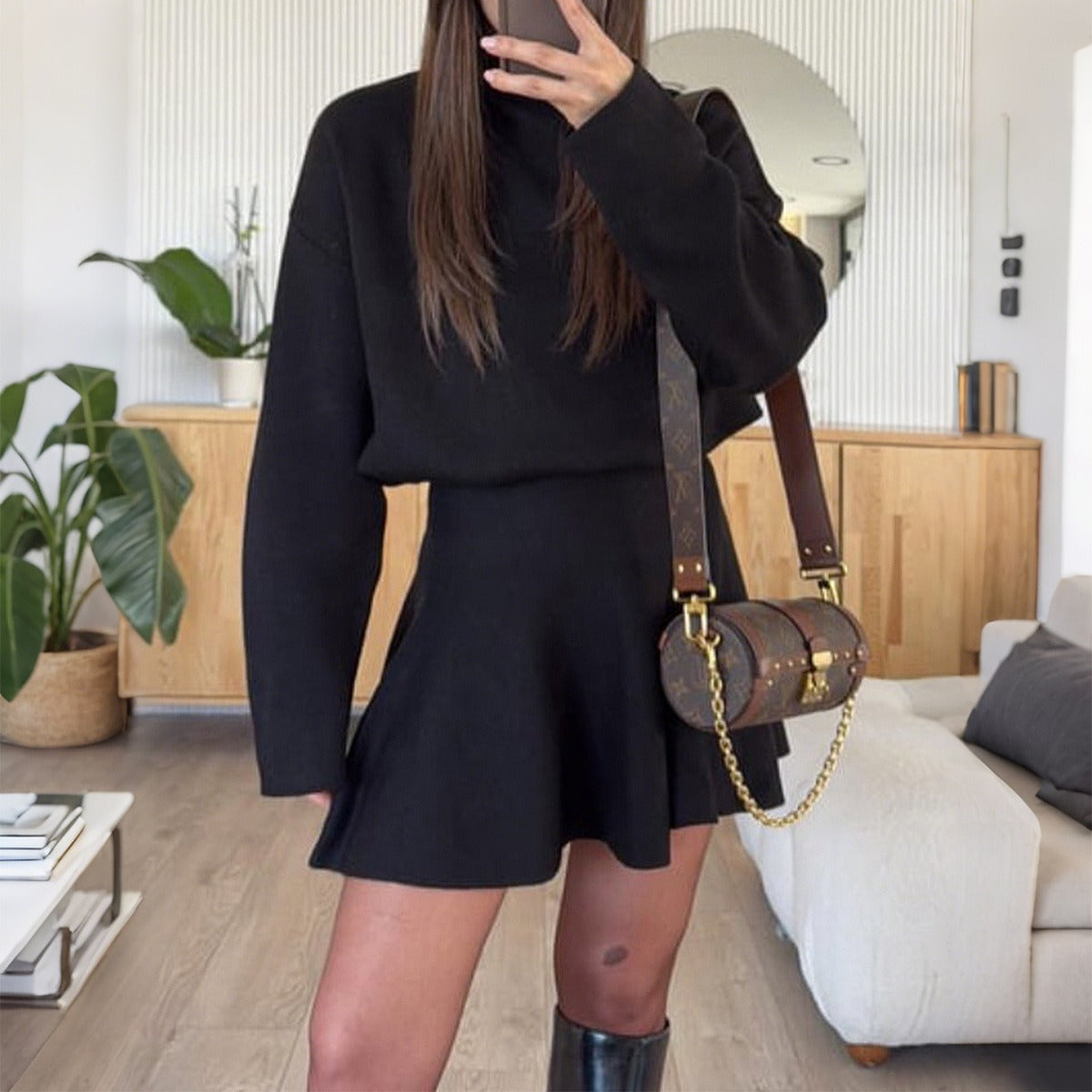 Damen Strickkleid mit Kapuze Norvielle