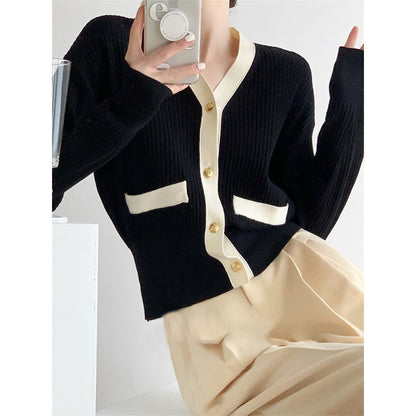 Damen Strickcardigan mit Knopfleiste und Kontrasttaschen Norvielle