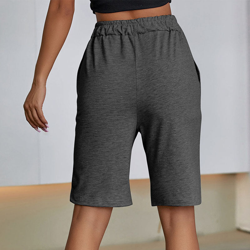 Damen Bermudashorts Elastischer Bund Seitentaschen Beige