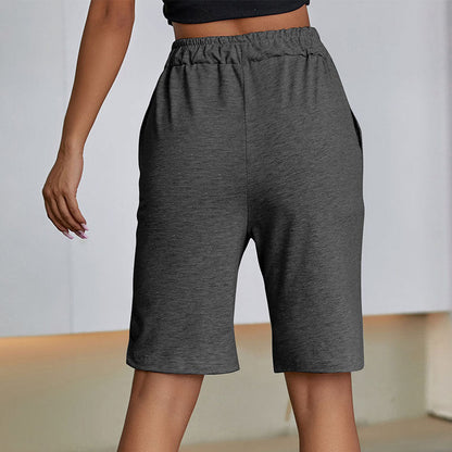 Damen Bermudashorts Elastischer Bund Seitentaschen Beige