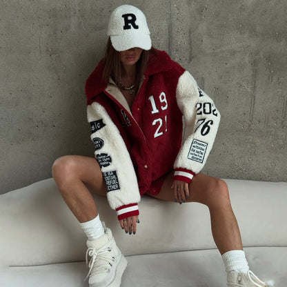 Damen Oversized Fleecejacke Kuschelig Sportdetails Norvielle