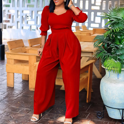 Damen Jumpsuit V-Ausschnitt Tailliert Norvielle
