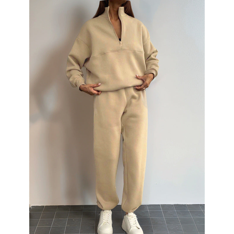 Damen Sweatshirt-Set Elastisch Hochkragen Grau Norvielle