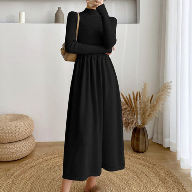 Damen Elegantes Midi-Kleid Dehnbar Langärmlig Norvielle