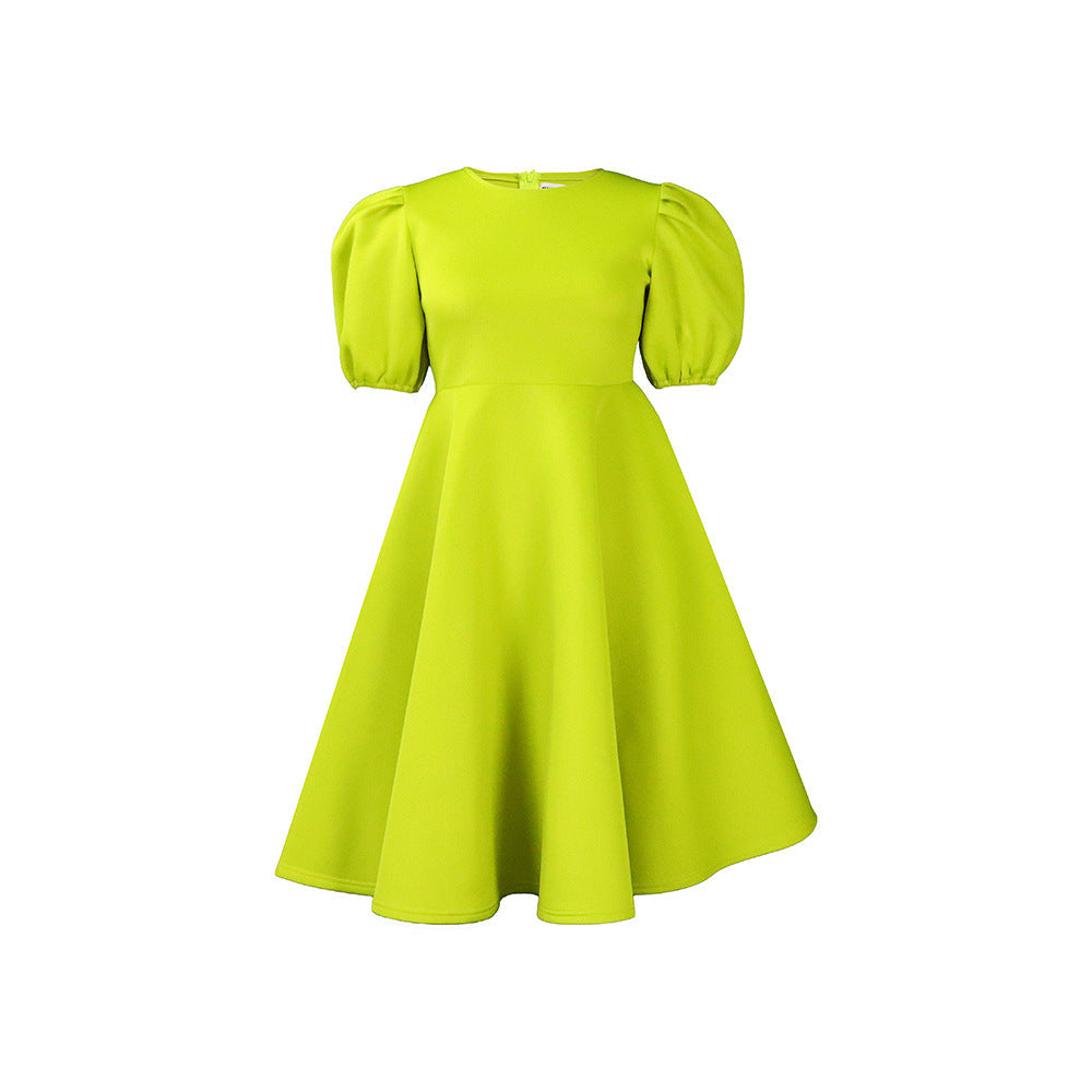 Damen Midikleid Voluminöse Puffärmel Schwingender Rock Norvielle