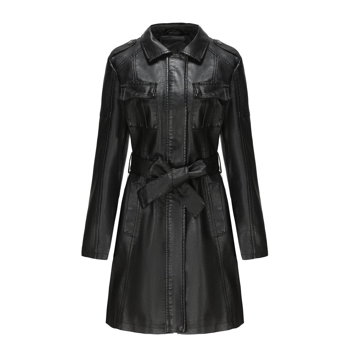 Damen Mantel Mid-Length Tailliert Spitzkragen