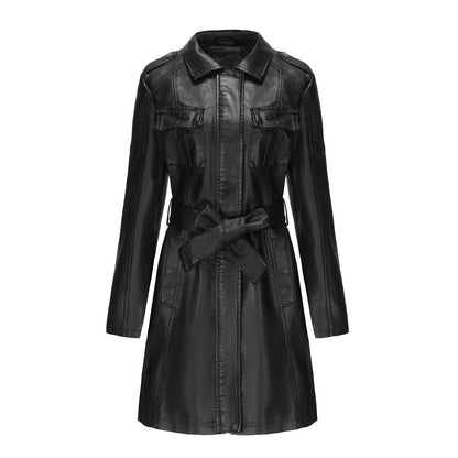 Damen Mantel Mid-Length Tailliert Spitzkragen