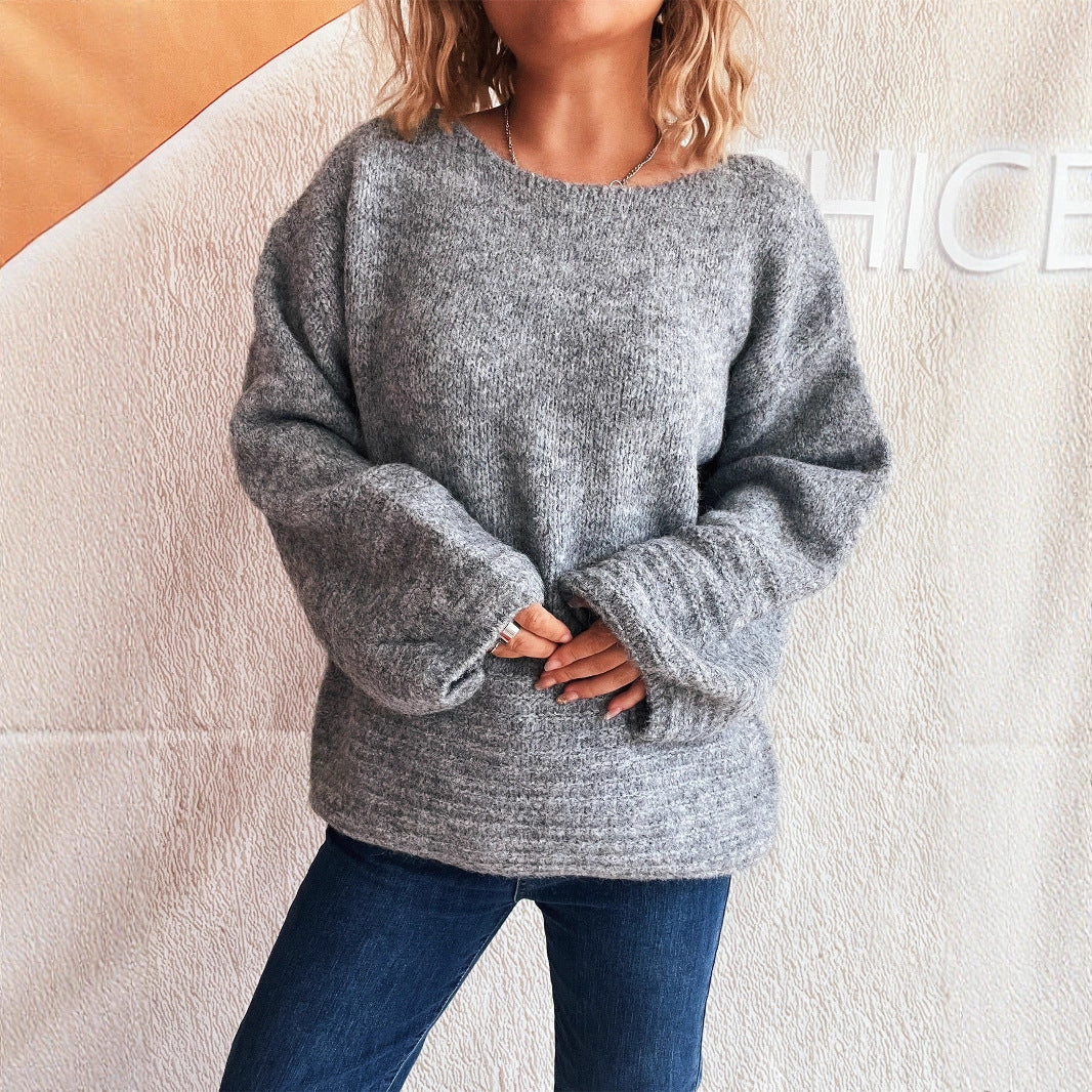 Damen Oversized Pullover Strukturierter Strick Norvielle