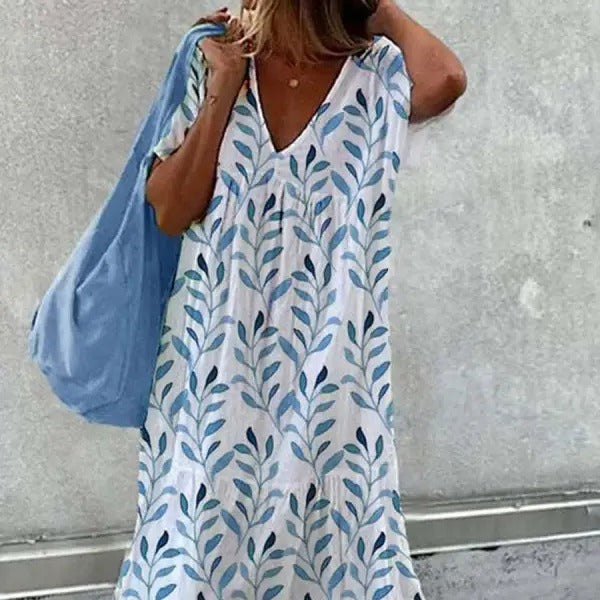 Damen Sommerkleid V-Ausschnitt Voluminöser Rock Norvielle - Norvielle