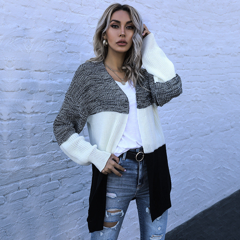 Damen Strickjacke Blockstreifen-Design Lässiger Schnitt Norvielle