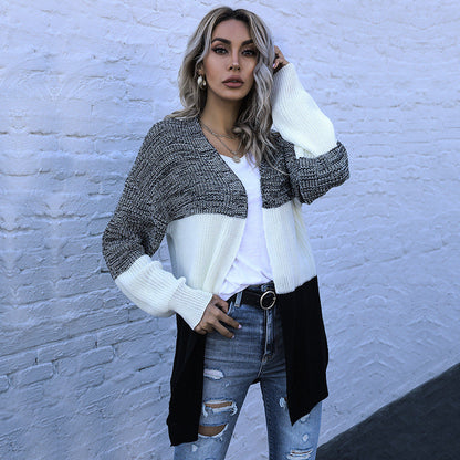 Damen Strickjacke Blockstreifen-Design Lässiger Schnitt Norvielle