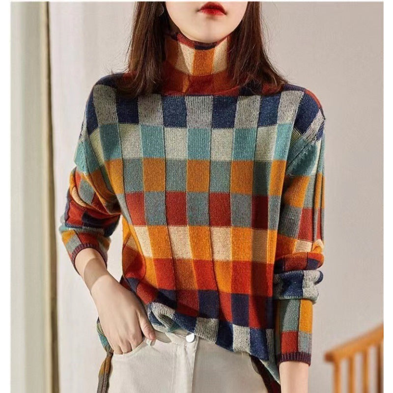 Damen Oversized Pullover Karomuster Norvielle