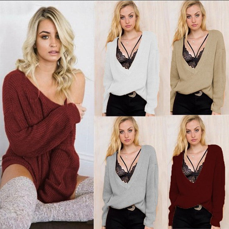 Damen Grobstrickpullover V-Ausschnitt Lässiger Schnitt Norvielle - Norvielle