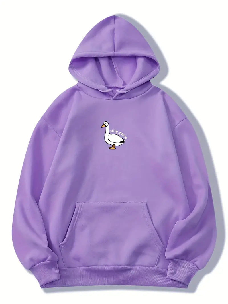 Damen Kapuzenpullover Gänsemotiv Weiches Fleece Innen Norvielle