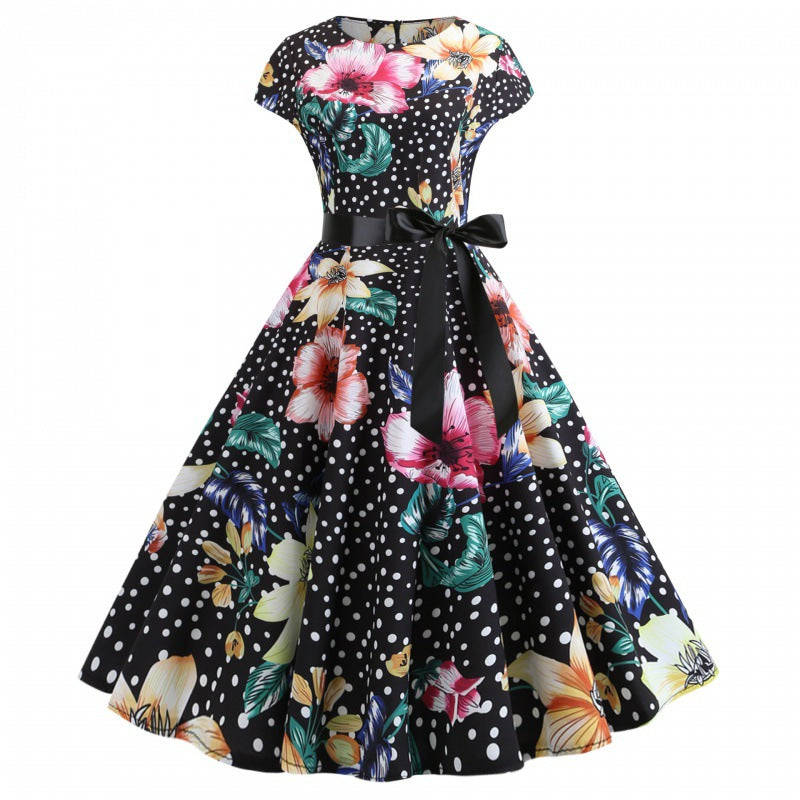 Damen Swingkleid Floralmuster Elegante Taillierung Norvielle - Norvielle