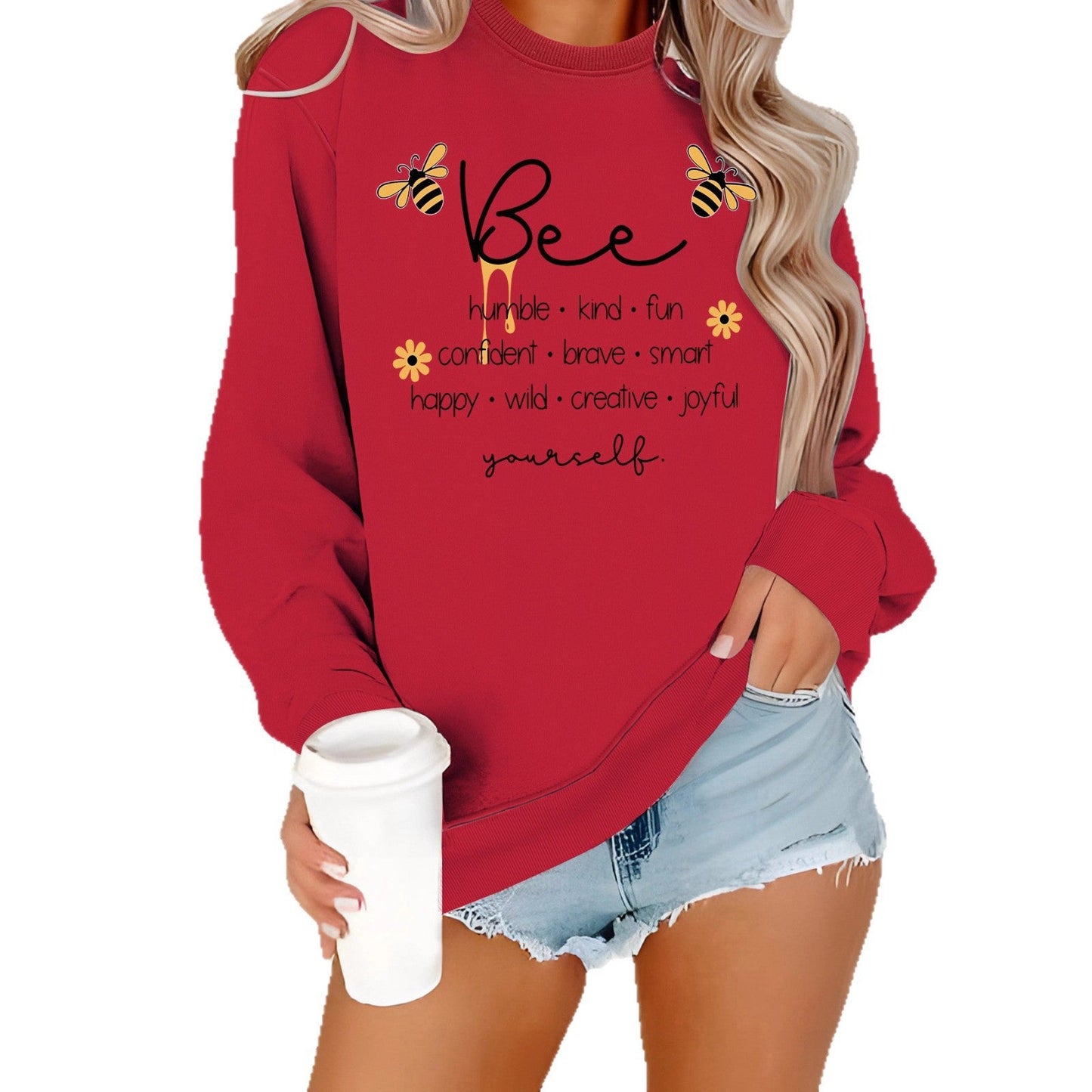 Damen Sweatshirt Bienenmotiv Positiv