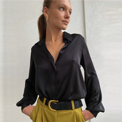 Damen Seidenbluse mit Knöpfen Elegantes Design Norvielle