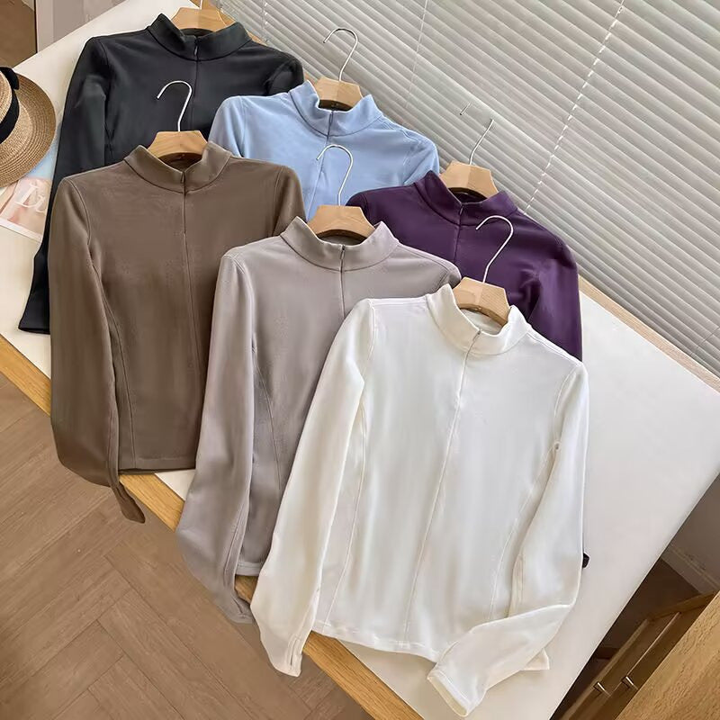 Damen Langarmshirt Sportlich Baumwolle Weiß Norvielle - Norvielle