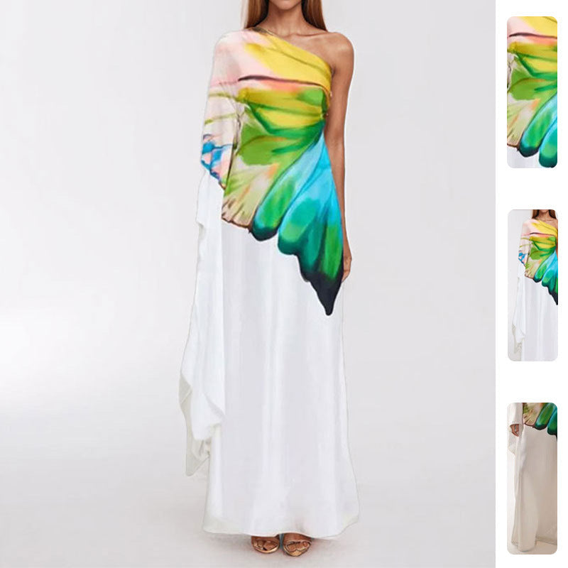 Damen Maxikleid Asymmetrisch Farbverlauf - Norvielle