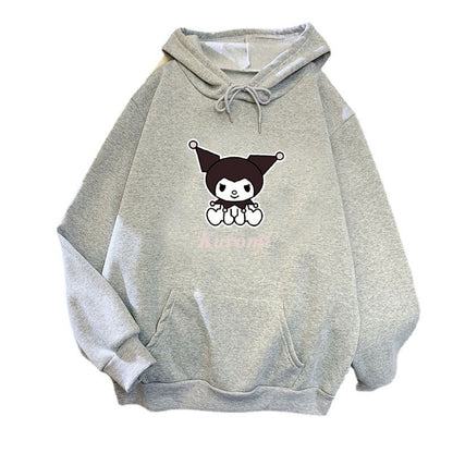 Damen Kapuzenpullover Kuh-Motiv Fleece Futter Beige