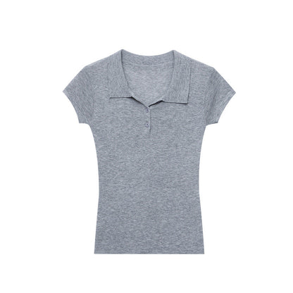 Damen Polo-Shirt Hochwertiger Strick Knopfdetail Norvielle