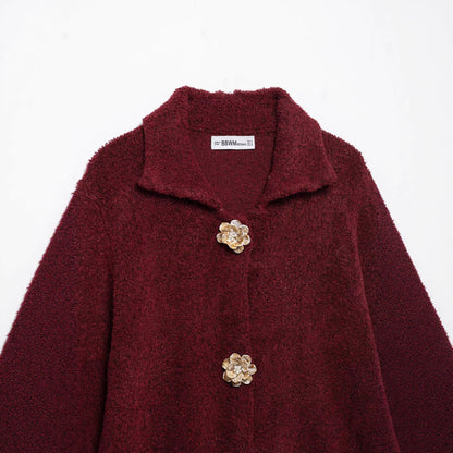 Damen Fleecejacke Kuschelig Knopfleiste Norvielle