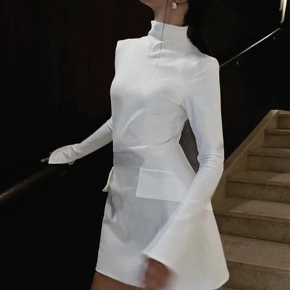 Damen Kleid mit hohem Kragen und Taschen Norvielle