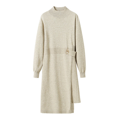 Damen Strickkleid Rippdesign Asymmetrisch Norvielle