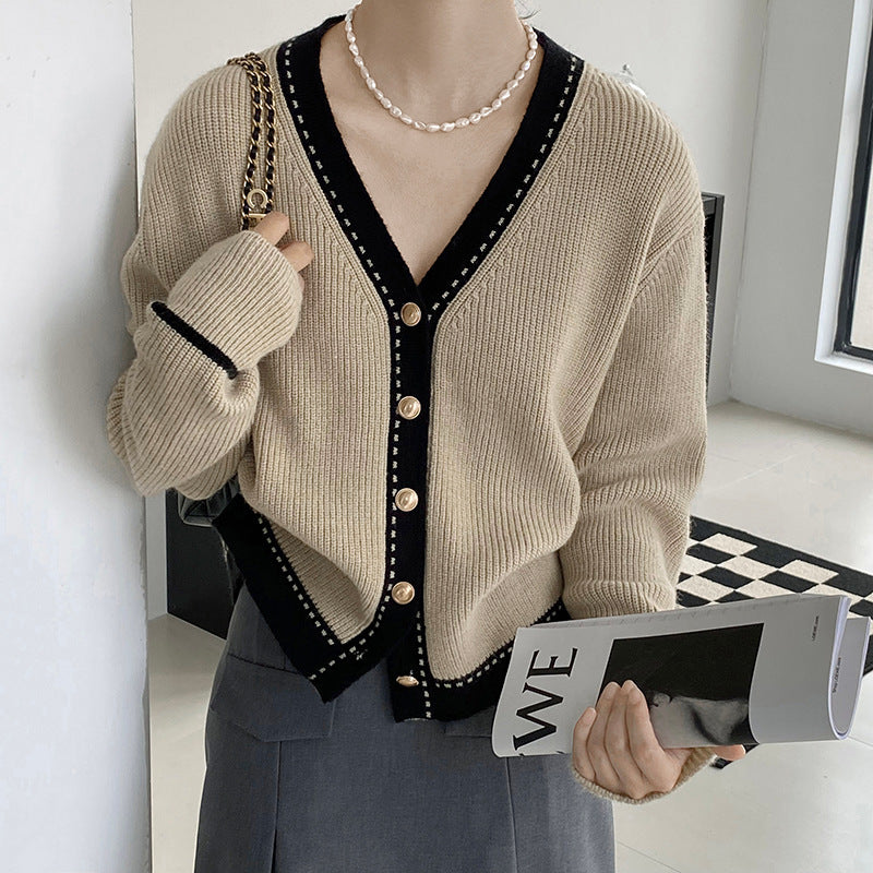 Damen Strickjacke Mit Kontrastdetails Norvielle