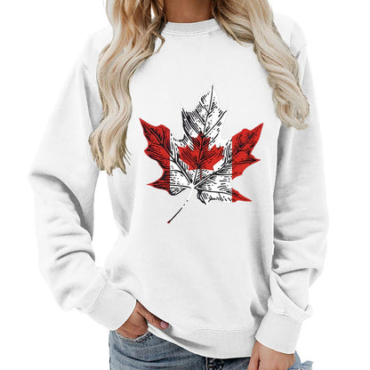 Damen Sweatshirt Ahornblatt-Motiv Gemütlich Norvielle