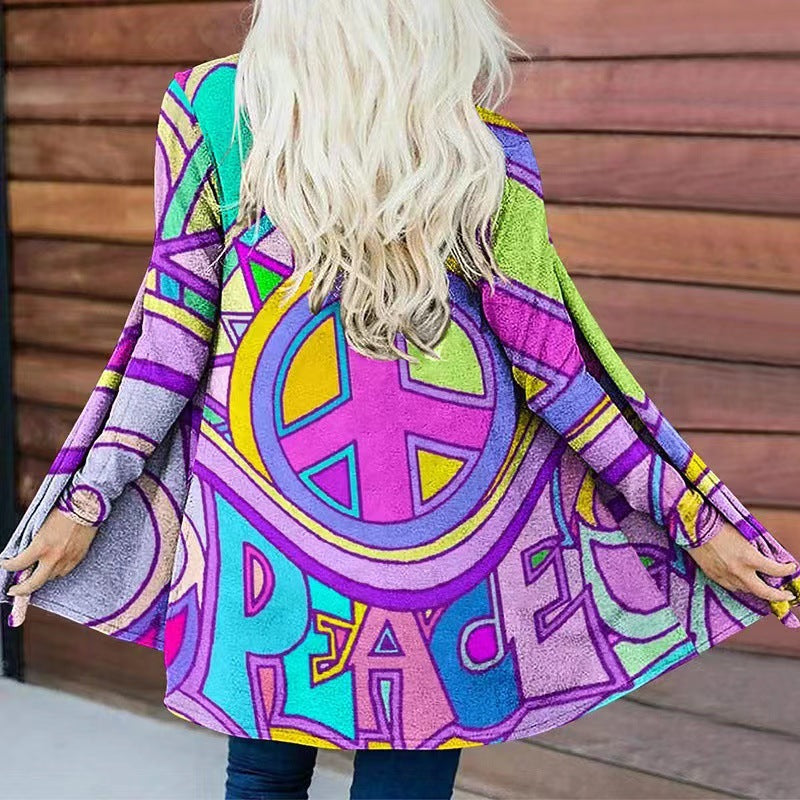 Damen Kapuzenpullover Weit Norvielle Bunt