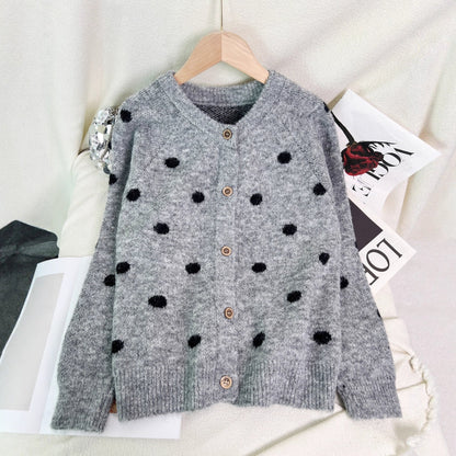 Damen Strickjacke Kuschelig Punkte Norvielle