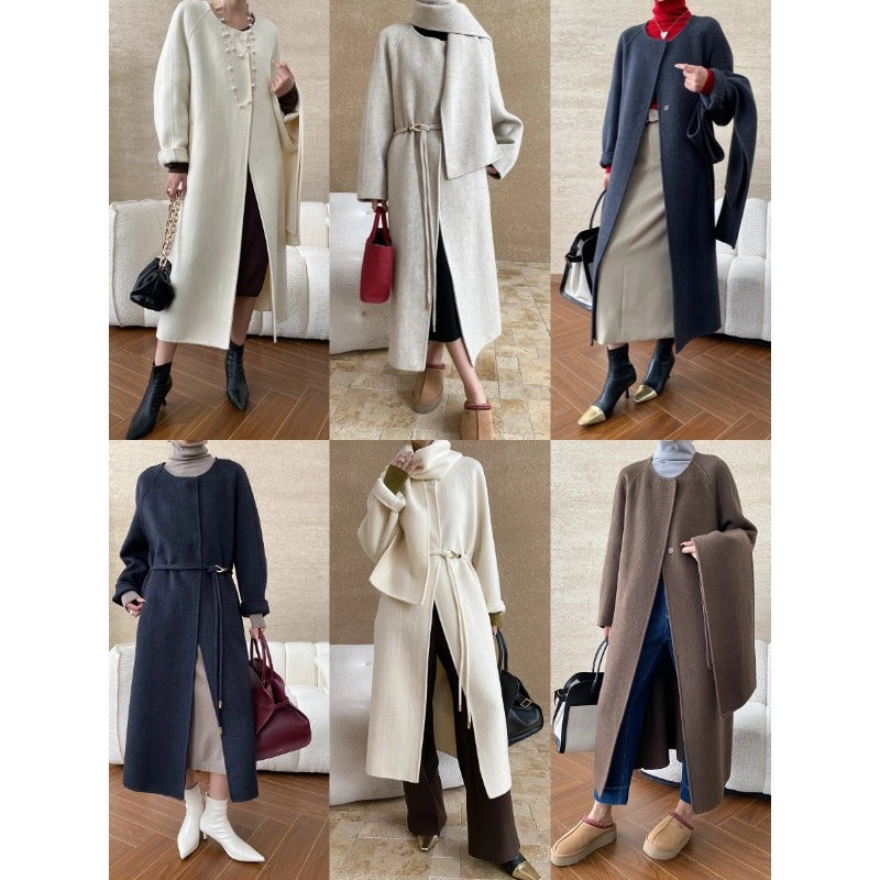 Damen Wickelmantel Eleganter Kragen Gürtel Norvielle