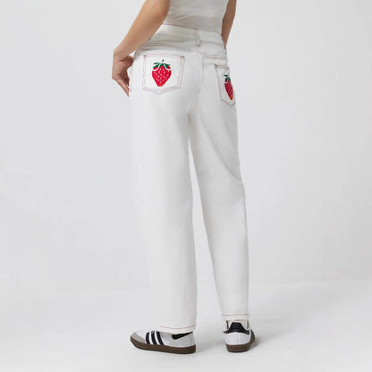 Damen Jeans mit Stickereien Blumenmuster Norvielle - Norvielle
