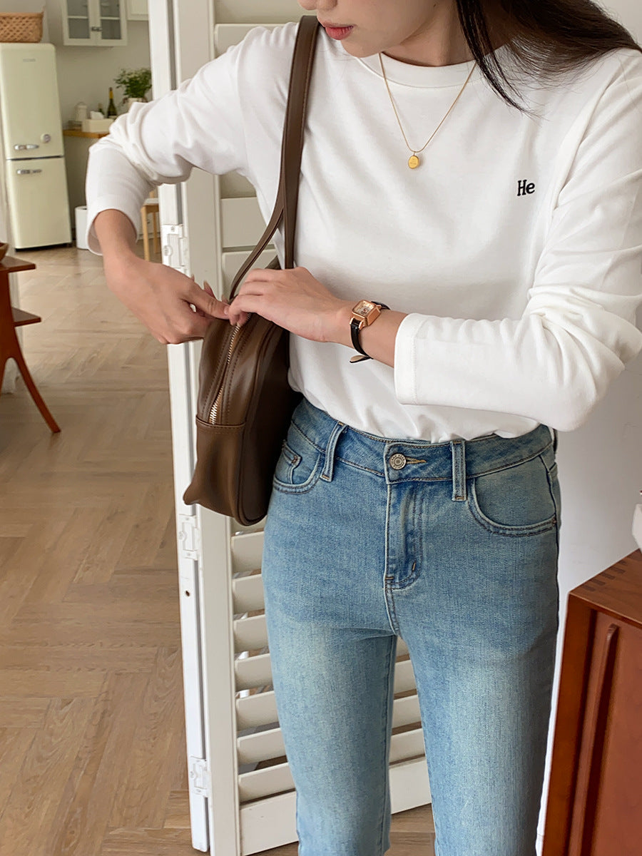 Damen Langarmshirt Minimalistisch Leicht Norvielle