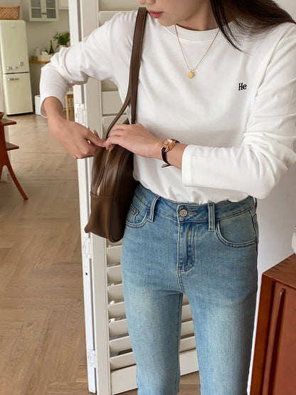 Damen Langarmshirt Minimalistisch Leicht Norvielle
