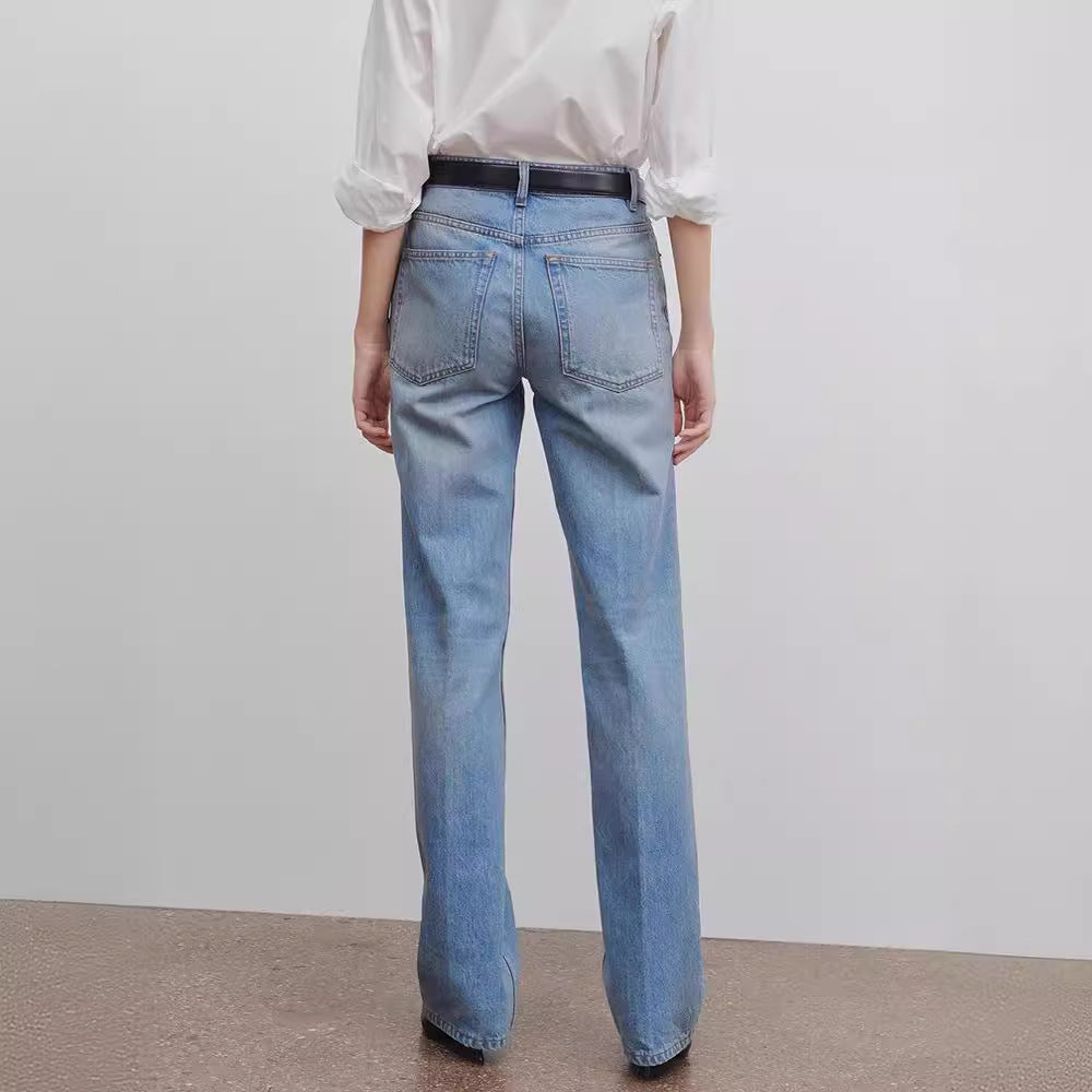 Damen Weite Jeans Hochgeschnitten Norvielle