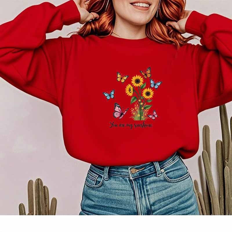Damen Sweatshirt Florales Design Baumwolle Motivierender Schriftzug - Norvielle