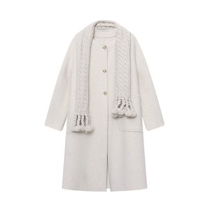 Damen Wollmantel mit Taschen und Knöpfen
