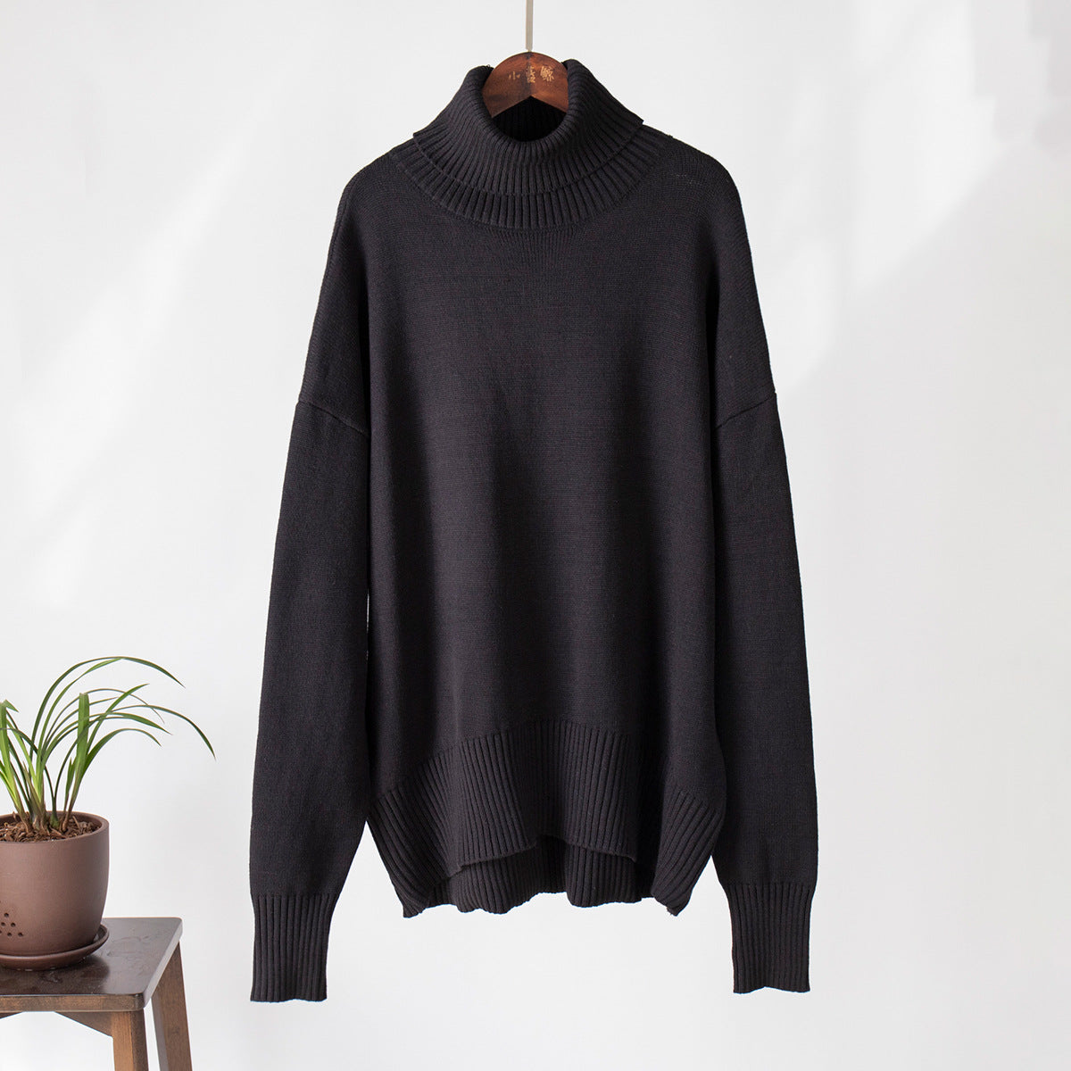 Damen Strickpullover Lässig Warm Gerippter Saum