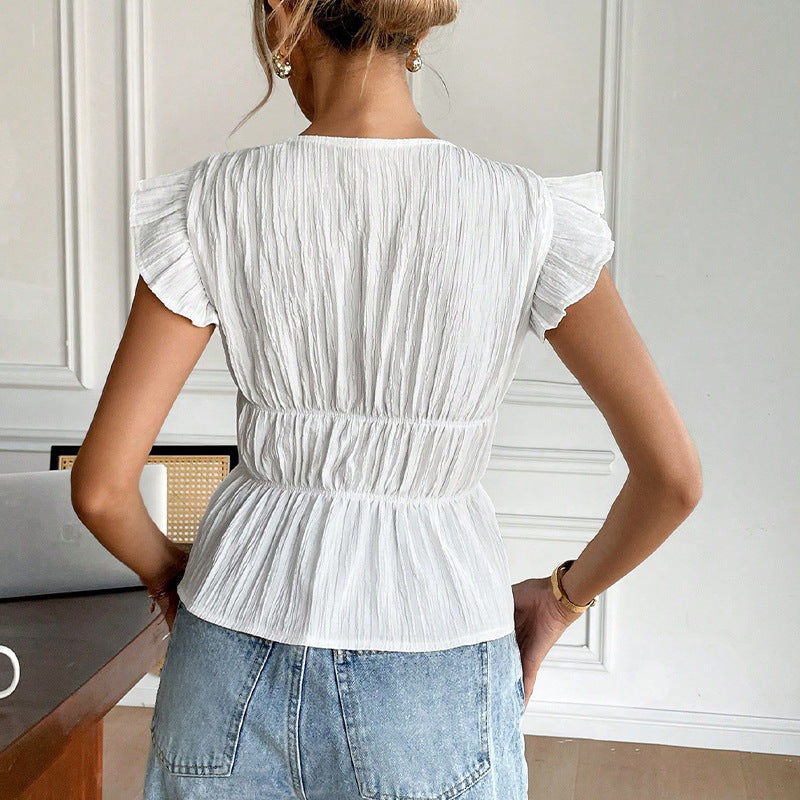Damen Volantbluse Dekorativen Schleifen Bluse