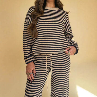 Damen Strickset Breiter Schnitt Gestreift Norvielle