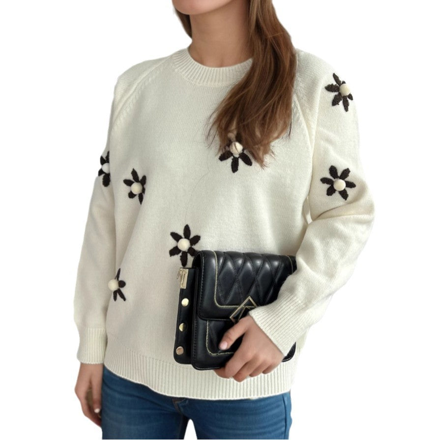 Damen Pullover Floral Lässiger Schnitt