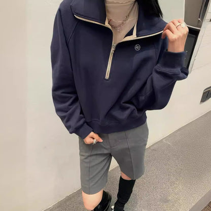 Damen Kapuzensweater Halbreißverschluss Norvielle