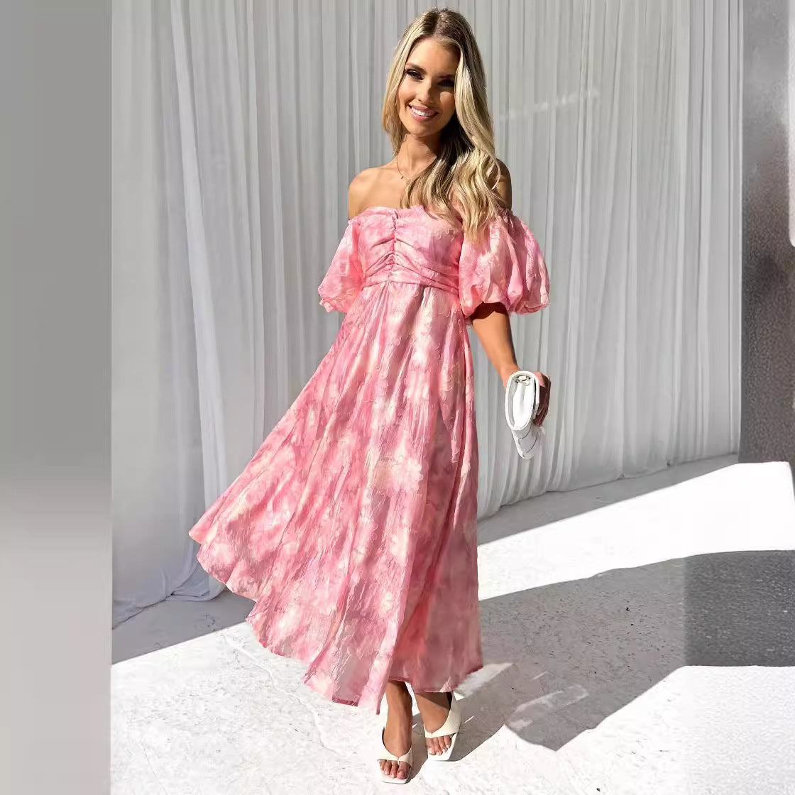 Damen Midikleid Puffärmel Floralmuster Norvielle