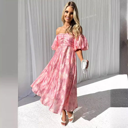 Damen Midikleid Puffärmel Floralmuster Norvielle