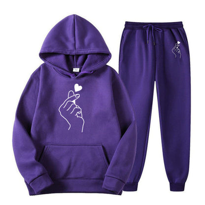 Damen Jogginganzug Herzmotiv Bequem Norvielle