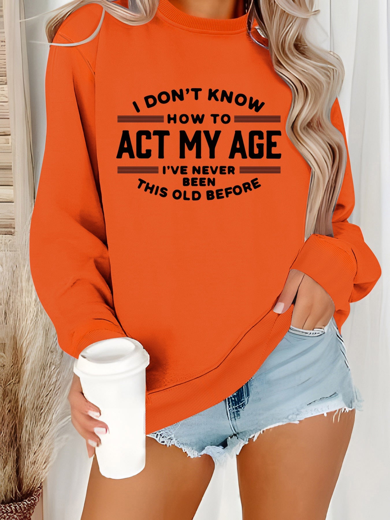 Damen Sweatshirt Lässiger Schnitt Humorvolles Design Grau
